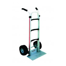 MAGLINER Aluminium Hand Truck with Pneumatic Wheels, Double Grip Handle and Folding D Nose
